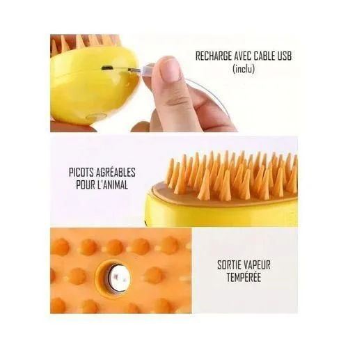 Brosse à Vapeur Massante & Démêlante pour Cheveux