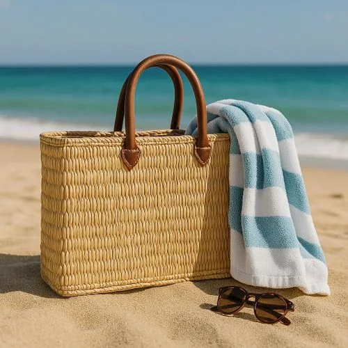 Panier Marocain Artisanal avec Anses en Cuir – Fabriqué au Maroc
