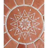 Authentique Pouf Marocain en Cuir Naturel - Marron Caramel / Cognac