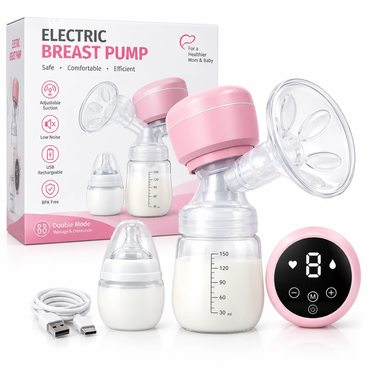 Tire-lait électrique sans fil – Design moderne & écran digital