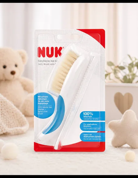 Nuk Brosse à poils naturels Bleu