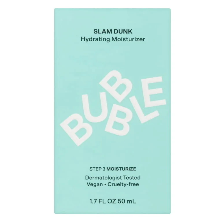 Bubble Skincare Slam Dunk Hydrating Face Moisturizer - Travel Size Lightweight Face Lotion with Vitamin E + Aloe Vera - Daily Facial Moisturizer for Normal + Dry Skin with Blue Light Protecti
