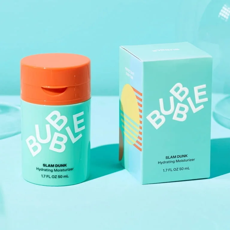 Bubble Skincare Slam Dunk Hydrating Face Moisturizer - Travel Size Lightweight Face Lotion with Vitamin E + Aloe Vera - Daily Facial Moisturizer for Normal + Dry Skin with Blue Light Protecti