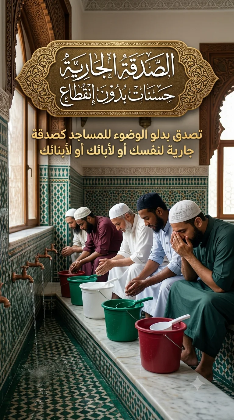 صدقة جارية -  تصدق بدلاء الوضوء للمساجد