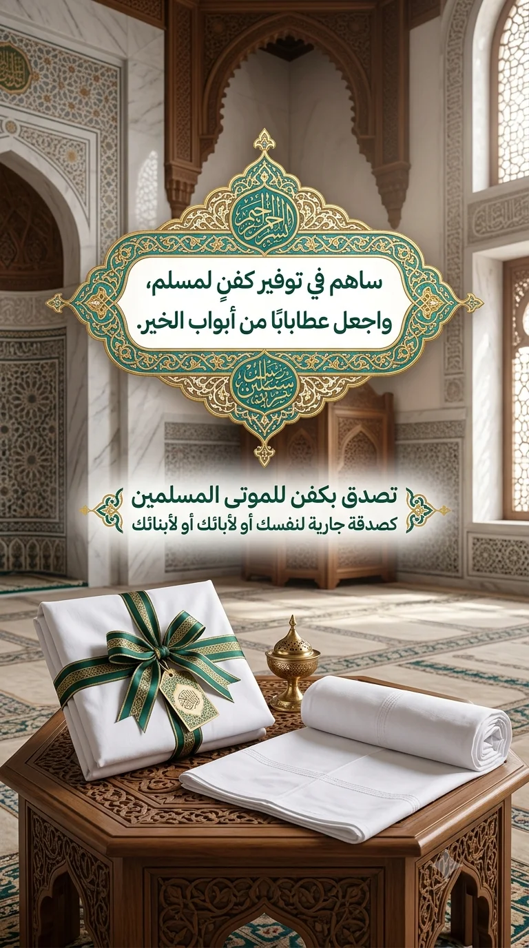 صدقة جارية . تصدق بالكفن للمسلمين