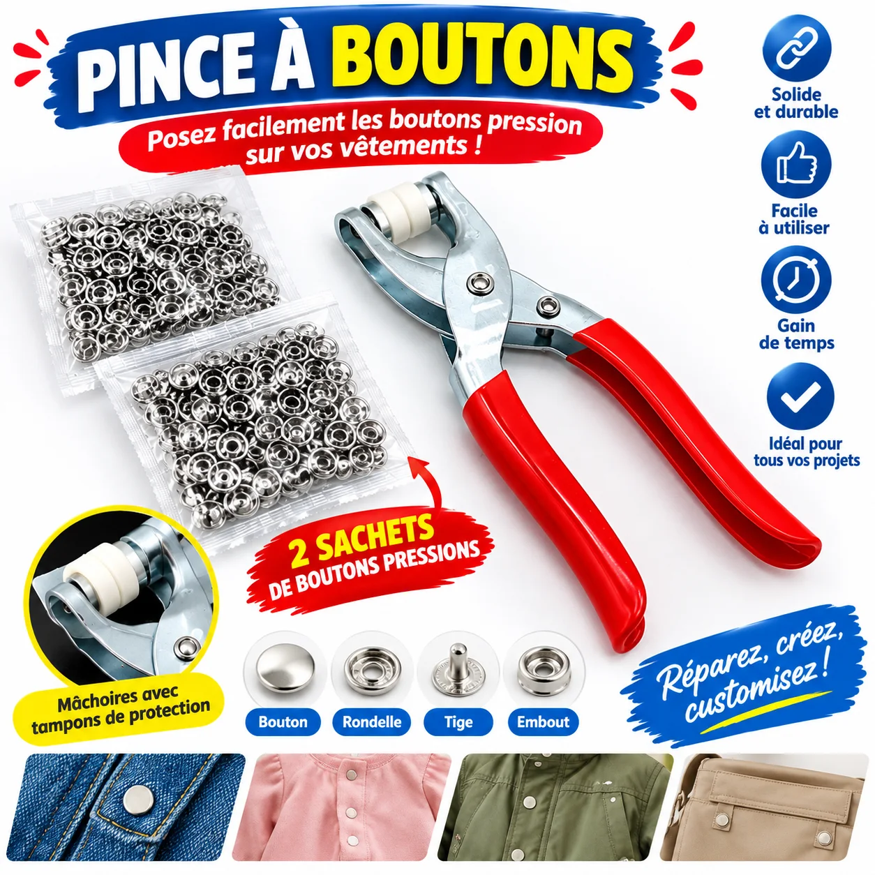 Kit de Pince à Boutons-Pression – Réparez et personnalisez en toute simplicité !