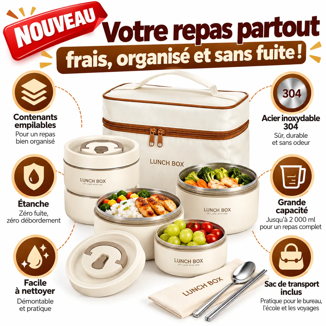 Votre repas complet, organisé dans un seul sac !