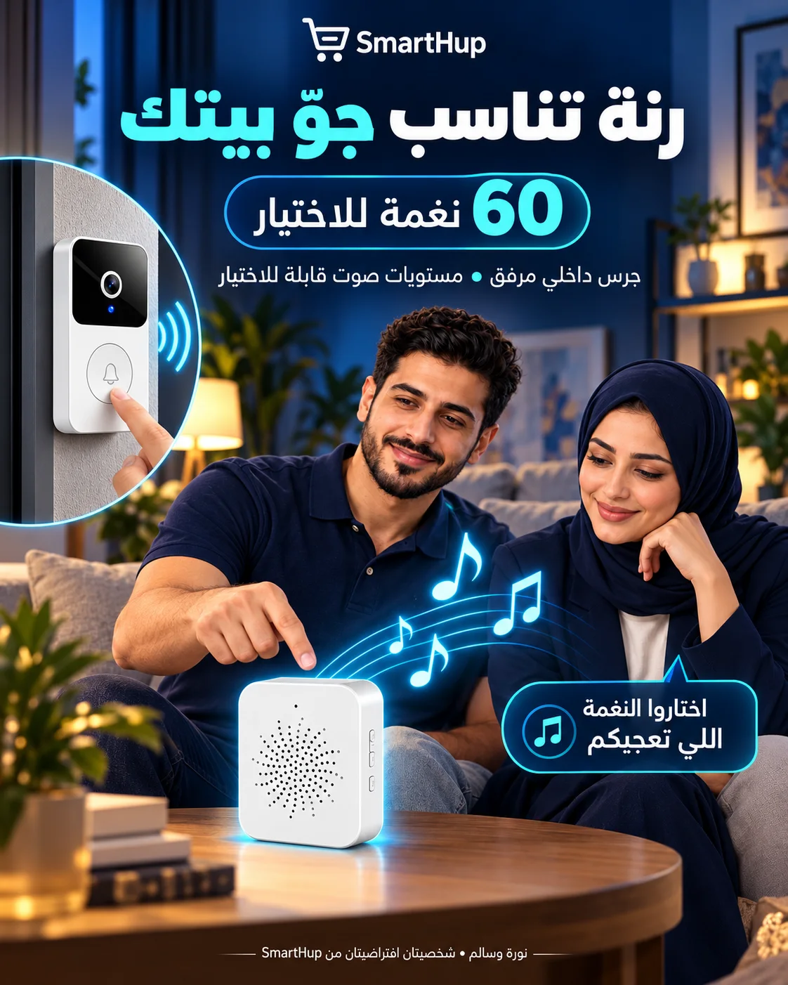 جرس باب ذكي بكاميرا Wi‑Fi M8 مع محادثة ثنائية ورؤية ليلية