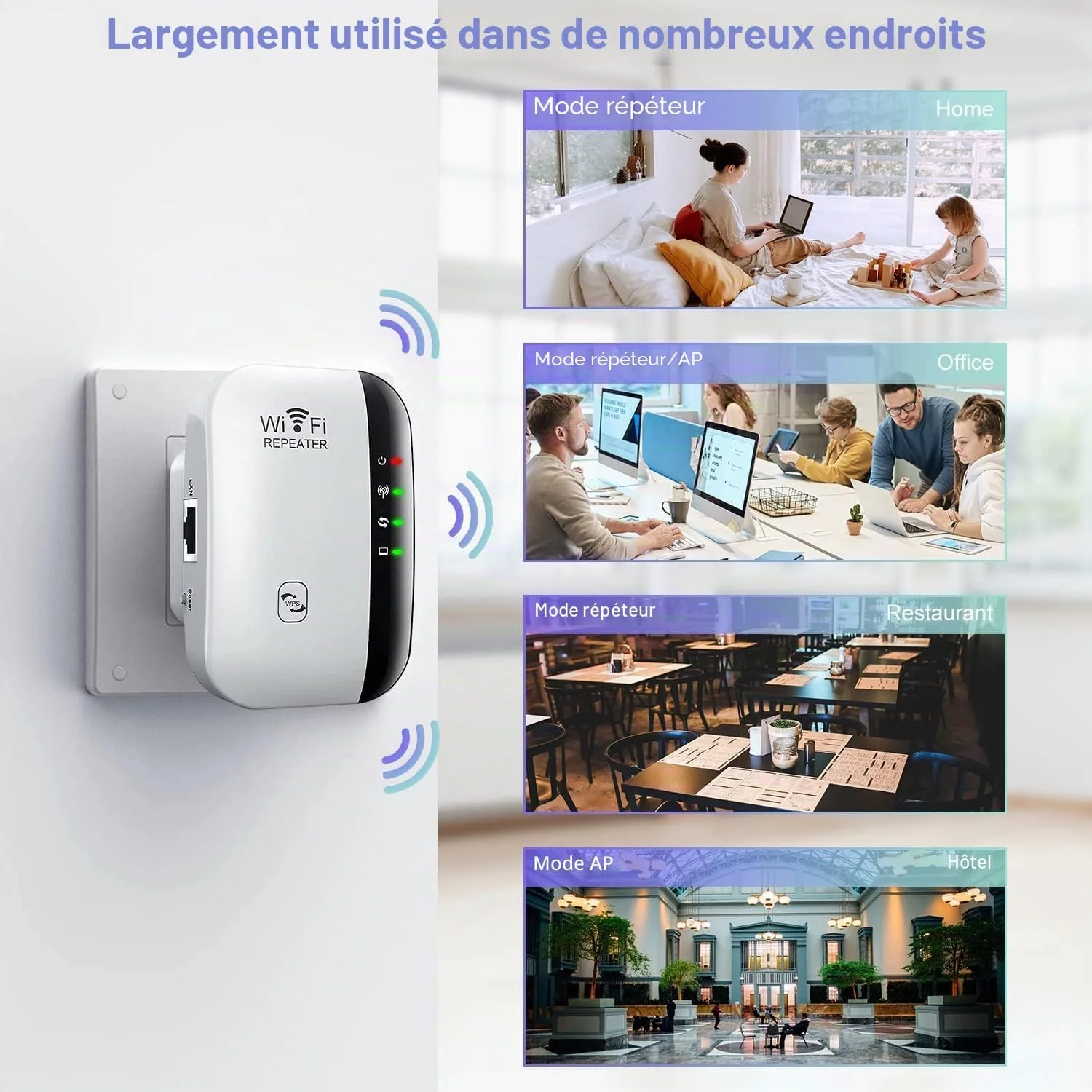مقوّي إشارة Wi-Fi حتى 300Mbps مع WPS ومنفذ Ethernet