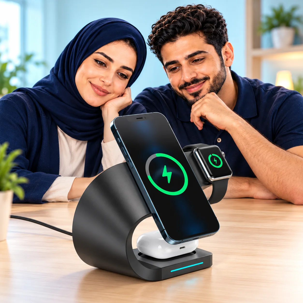 محطة شحن مغناطيسية 4 في 1 لأجهزة آبل | حتى 15 واط