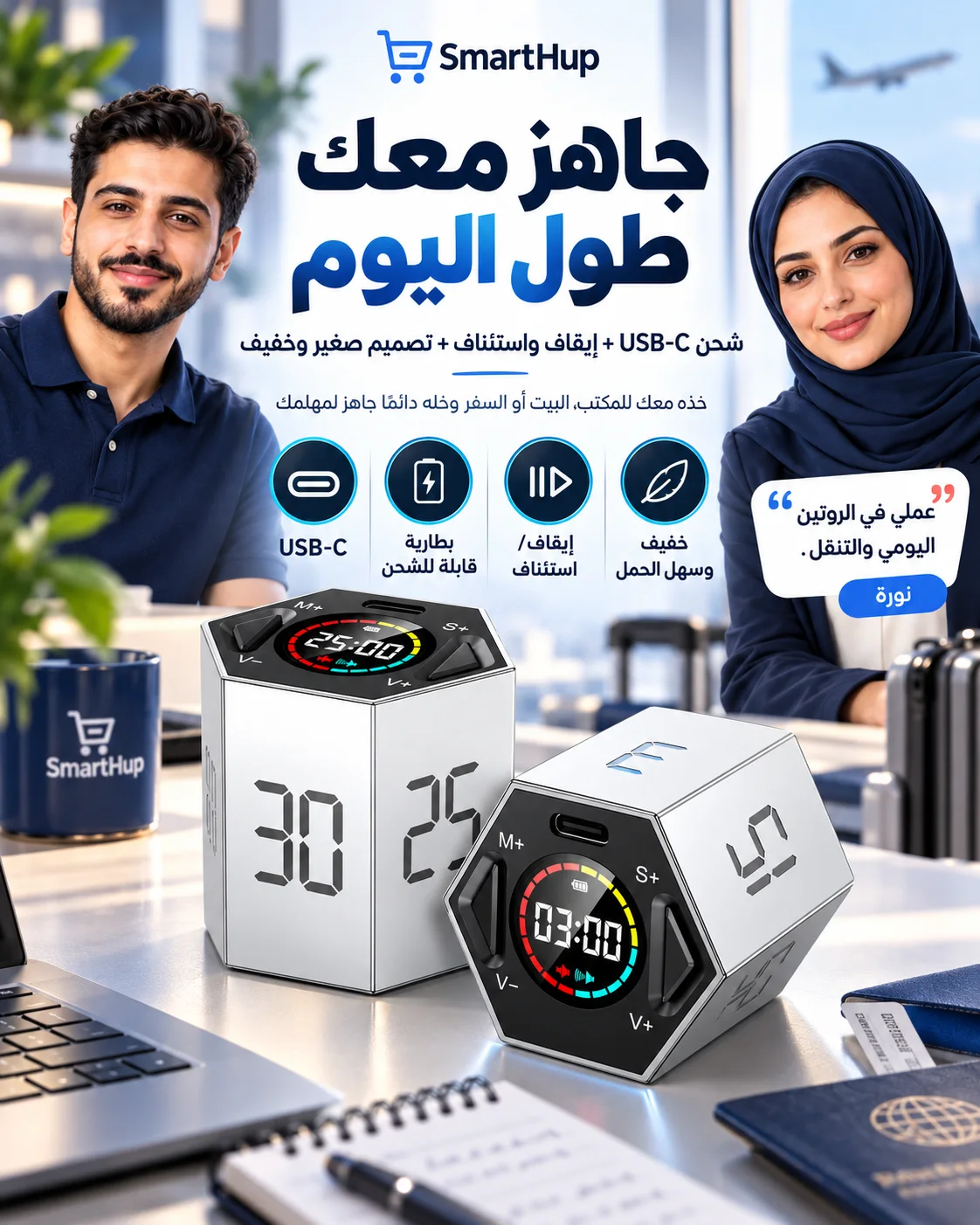 الشحن عبر USB-C وخيارات الإيقاف المؤقت والاستئناف وقابلية الحمل