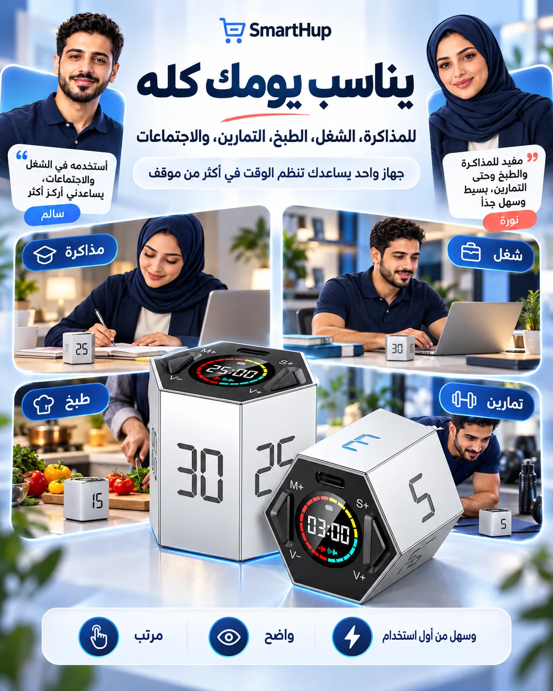 استخدامات مؤقت Ticktime T6 في الدراسة والعمل والمطبخ والتمارين
