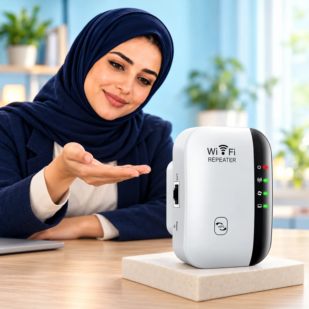 مقوّي إشارة Wi-Fi حتى 300Mbps مع WPS ومنفذ Ethernet