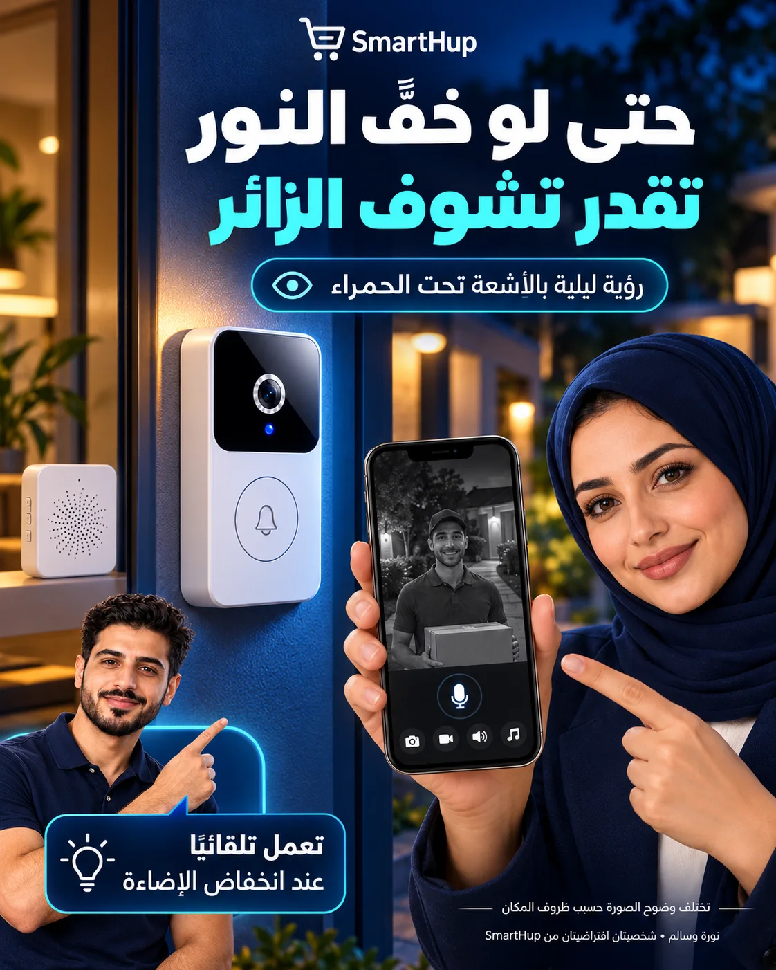 جرس باب ذكي بكاميرا Wi‑Fi M8 مع محادثة ثنائية ورؤية ليلية