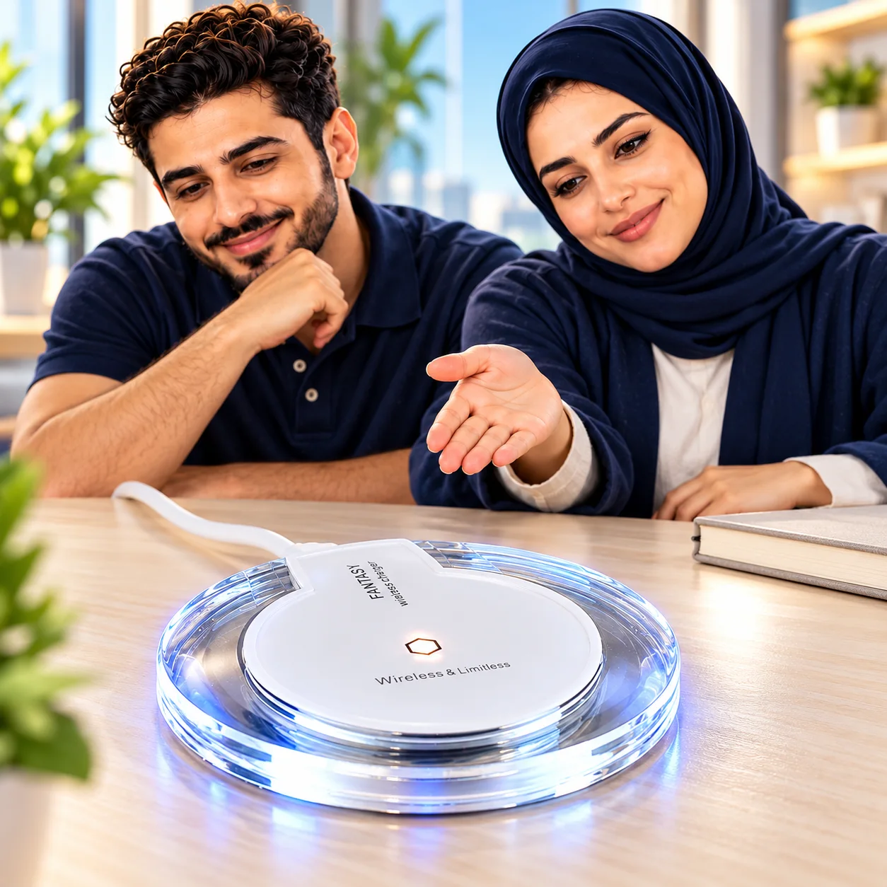 قاعدة شحن لاسلكي Qi بقدرة 5 واط — أسود وأبيض