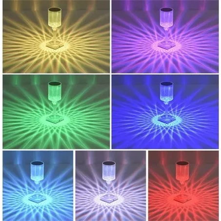 ابجوره اضائه كرستال  شفاف   تعمل بالشحن USB تعمل ب 12 الوان مع بنظام تشغيل لمس*