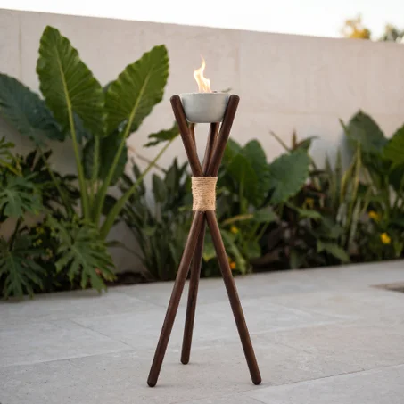 Brasero Décoratif sur Pied en Bois