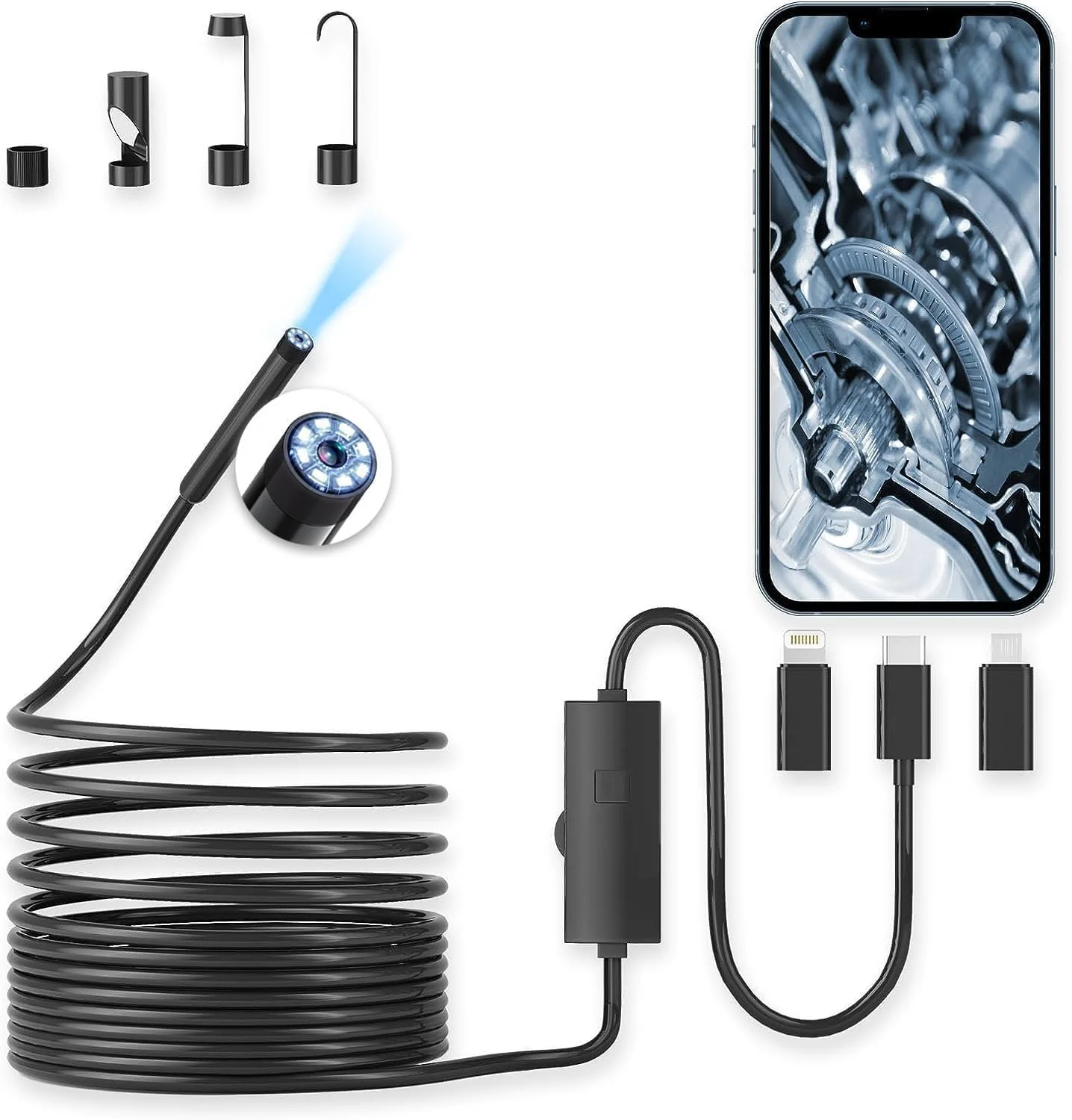 كاميرا منظار فحص للسيارة والأنابيب USB للهاتف