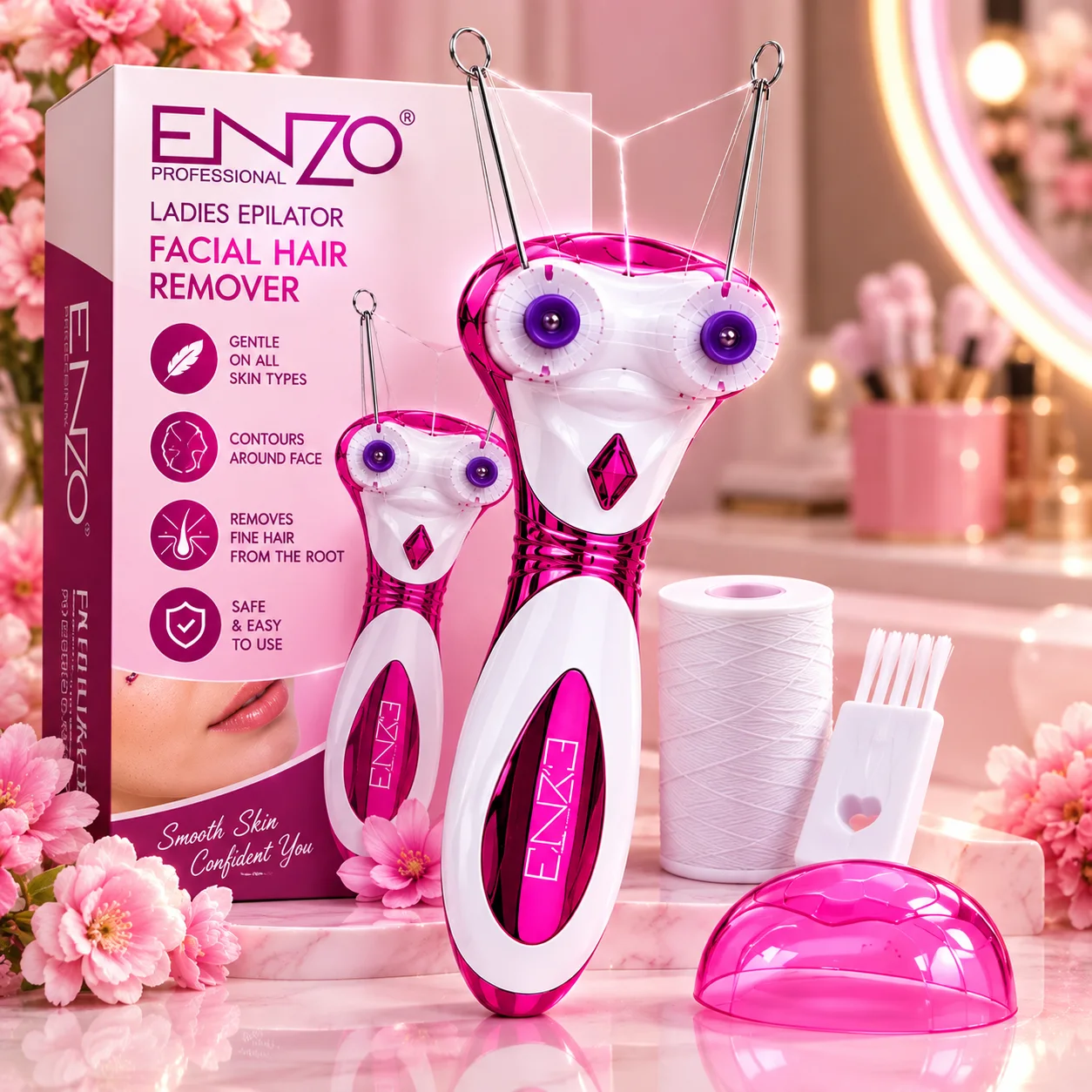 مزيل شعر الوجه بالخيط  ENZO إزالة دقيقة وسهلة