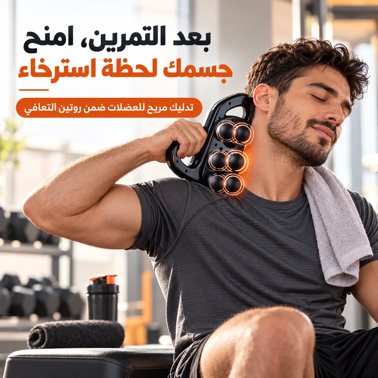 تدليك عالي التردد بـ6 رؤوس، لتدليك العضلات والأنسجة العميقة واسترخاء الجسم