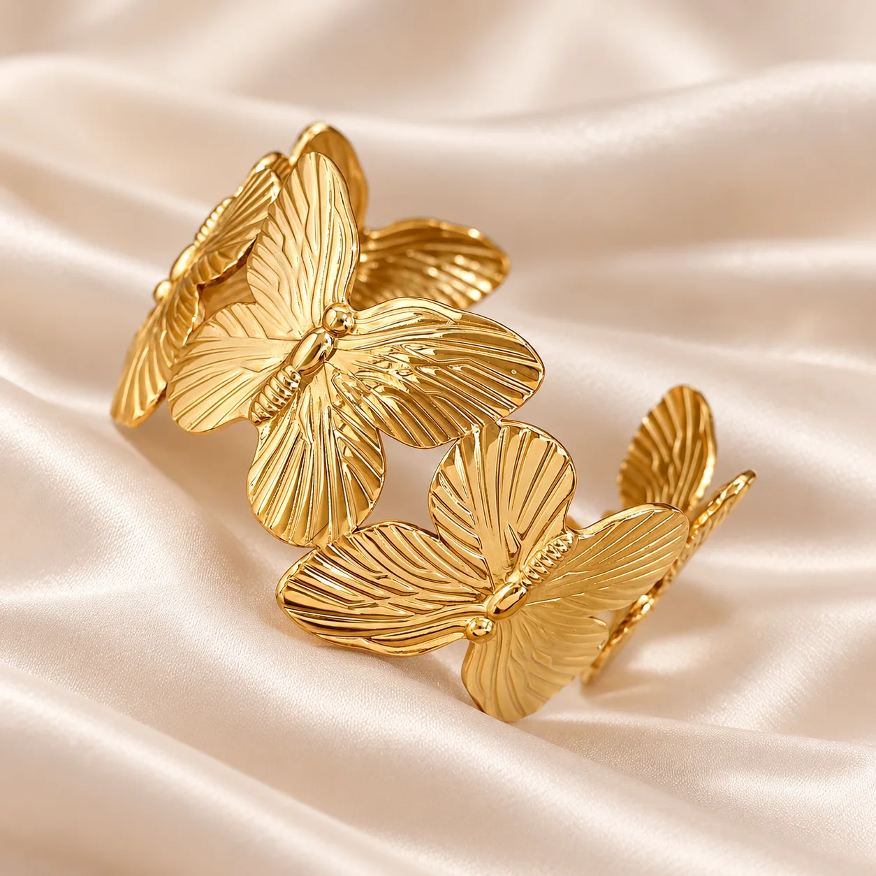 Bracelet Papillons Dorés Ajustable