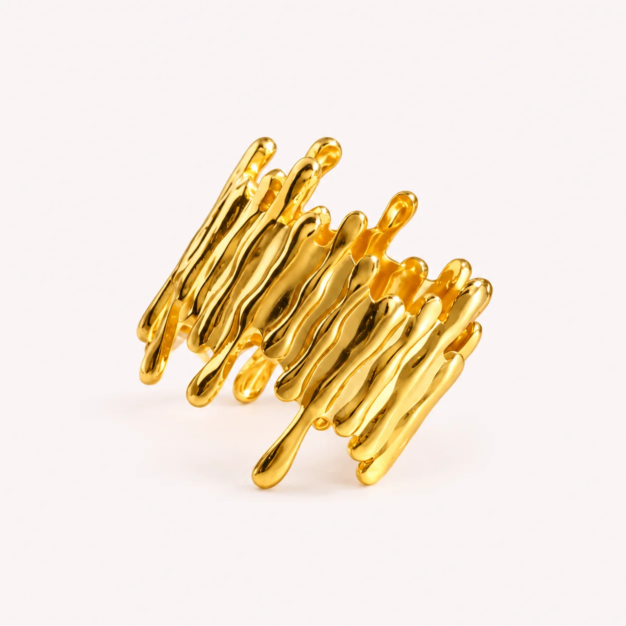 Bague Ondes Dorées Ajustable