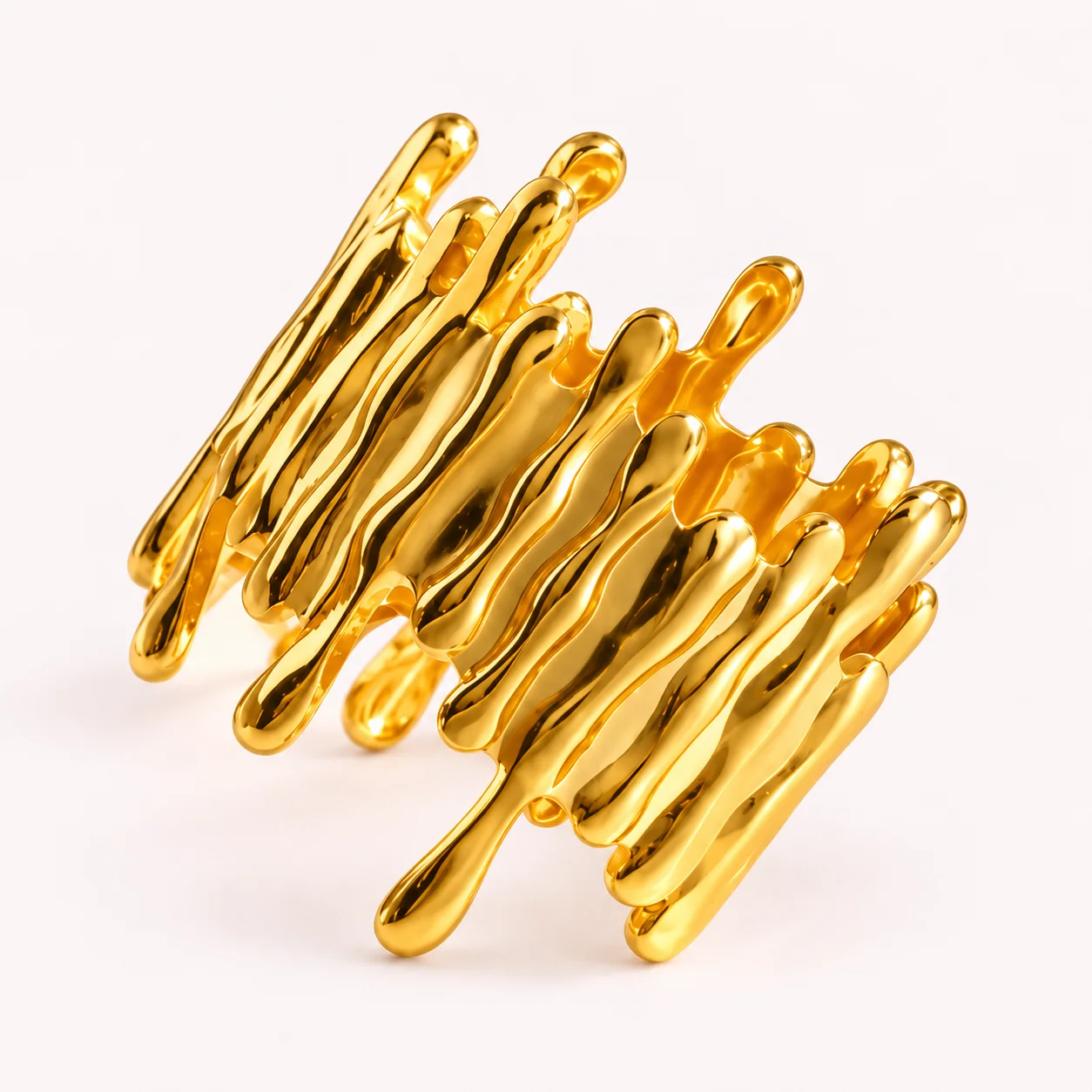 Bague Ondes Dorées Ajustable