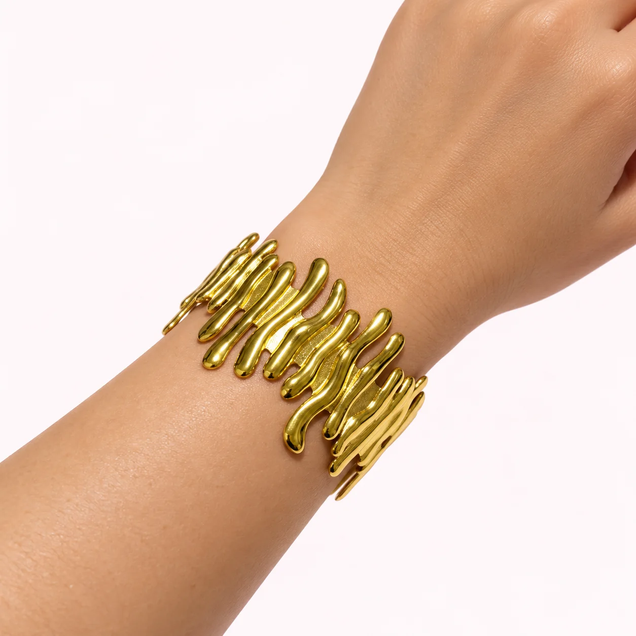 Bracelet Ondes Dorées Ajustable