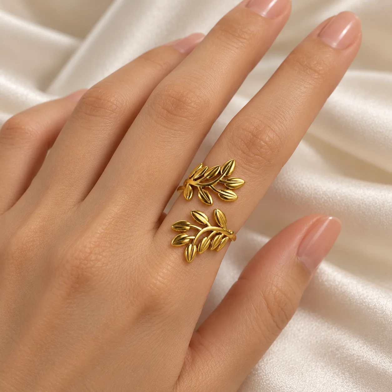 Bague Feuilles Ajustable