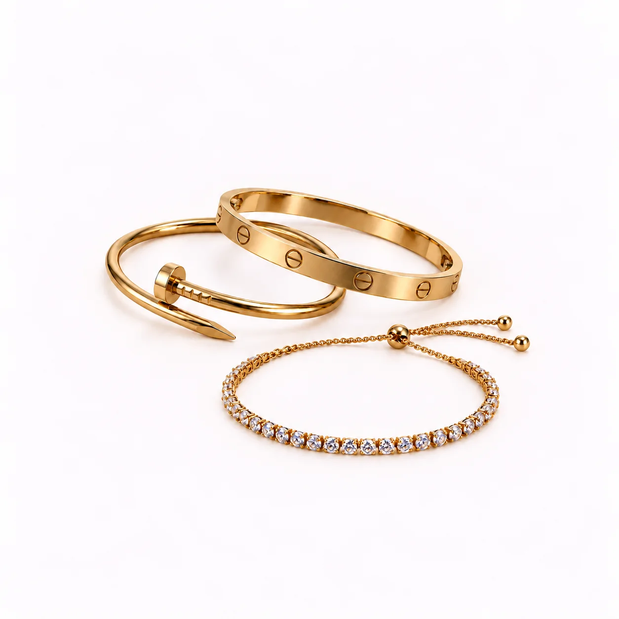 Ensemble Trio Lumière – 3 Bracelets Dorés