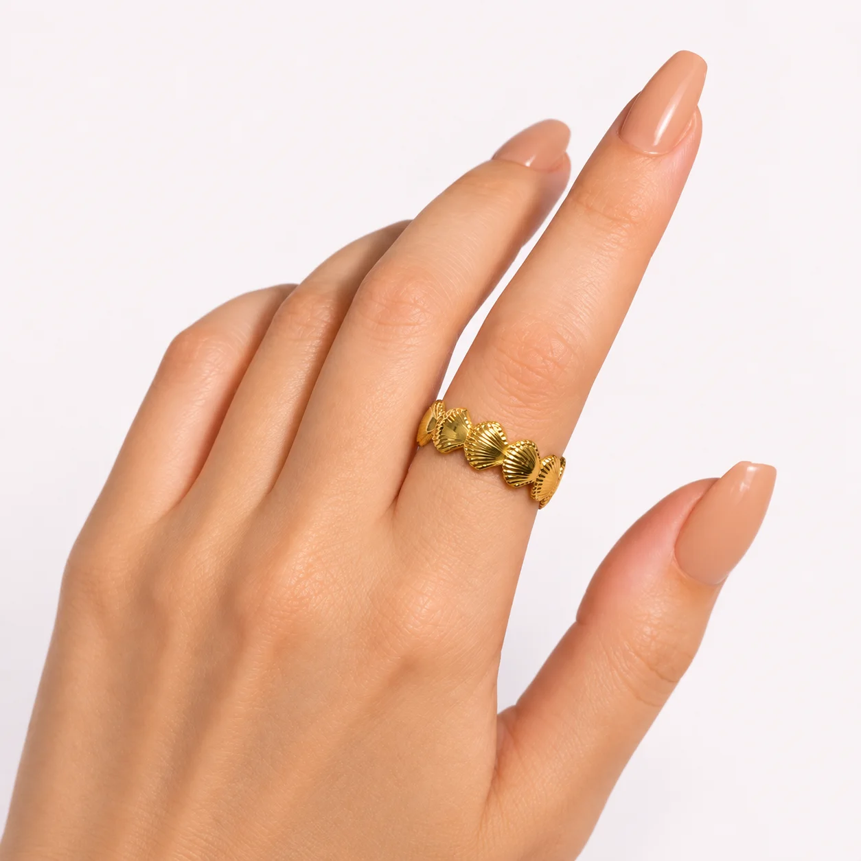 Bague Coquillages Dorée Ajustable