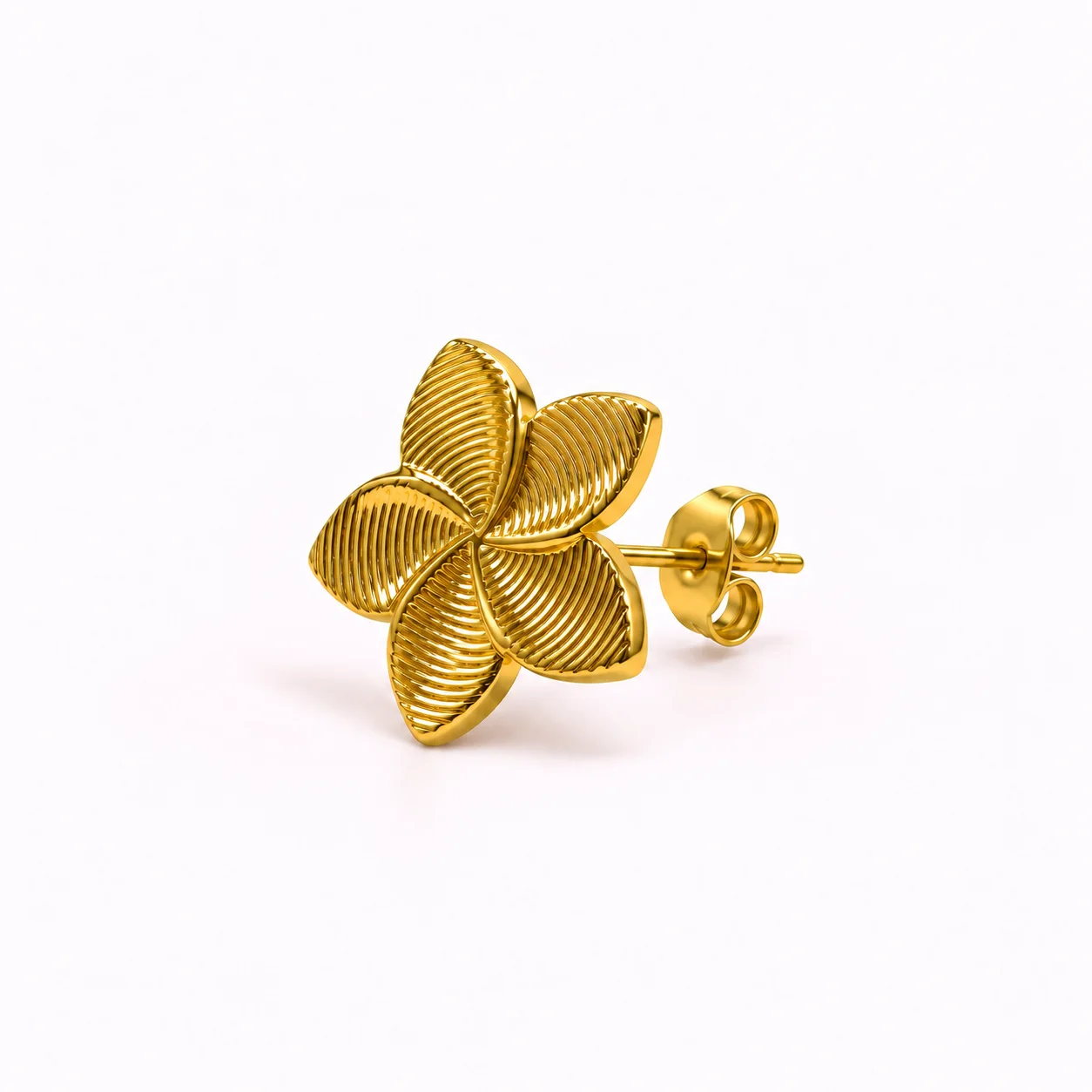 Boucles d’Oreilles Fleur Sculptée Dorée