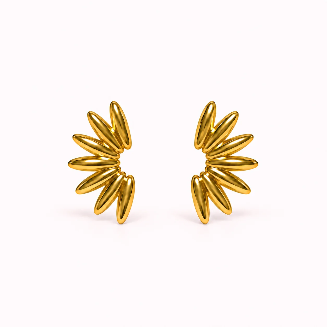 Boucles d’Oreilles Éventail Doré