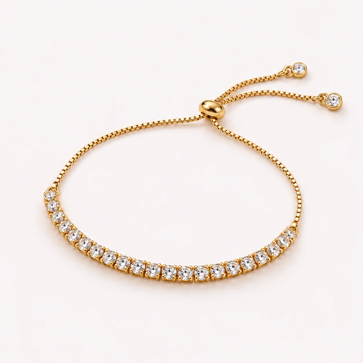 Bracelet Tennis Doré Ajustable