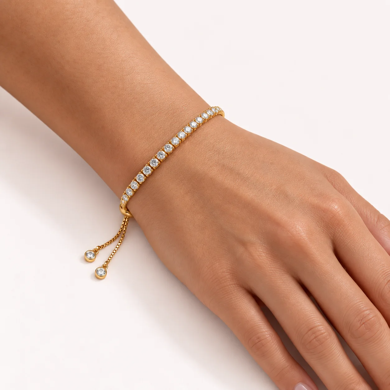 Bracelet Tennis Doré Ajustable