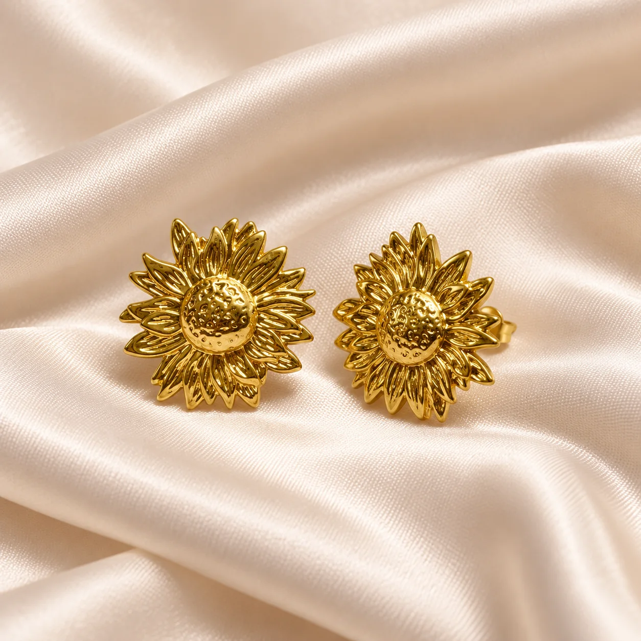 Boucles d’Oreilles Tournesol Dorées