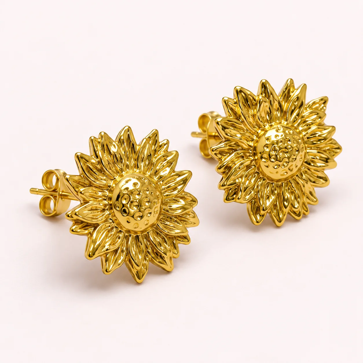 Boucles d’Oreilles Tournesol Dorées