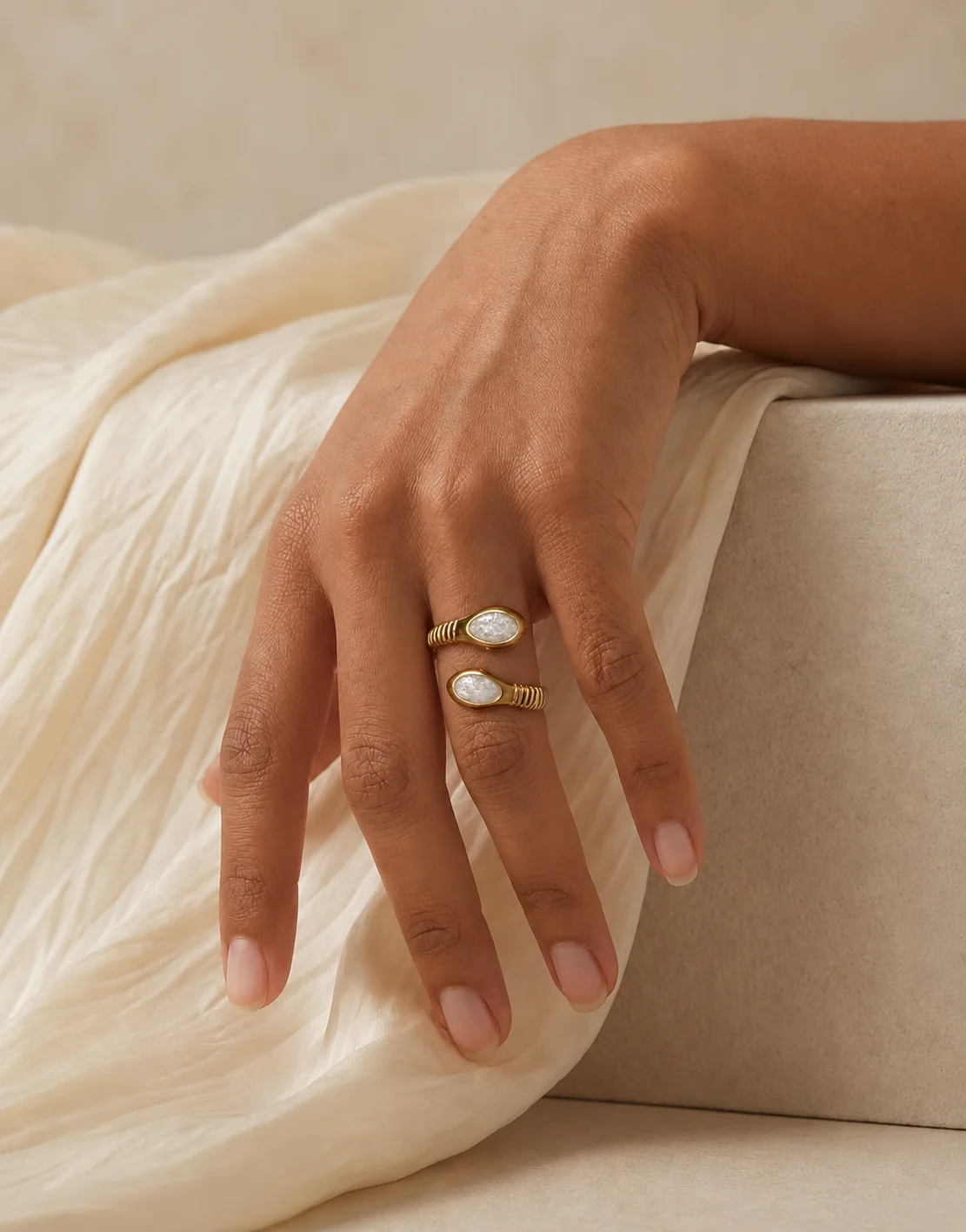 Bague Nacrée Duo Ajustable