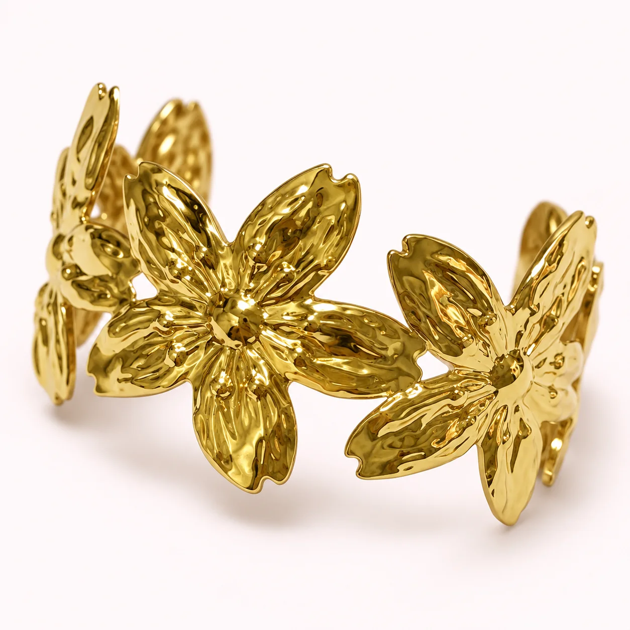 Bracelet Fleurs Dorées Ajustable