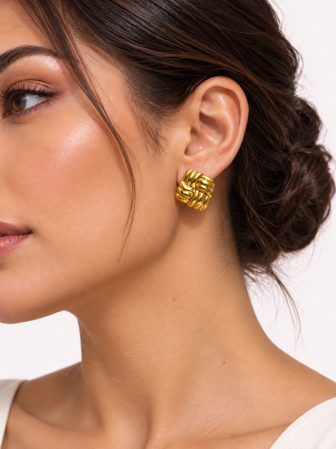 Boucles d’Oreilles Nœud Tressé Doré