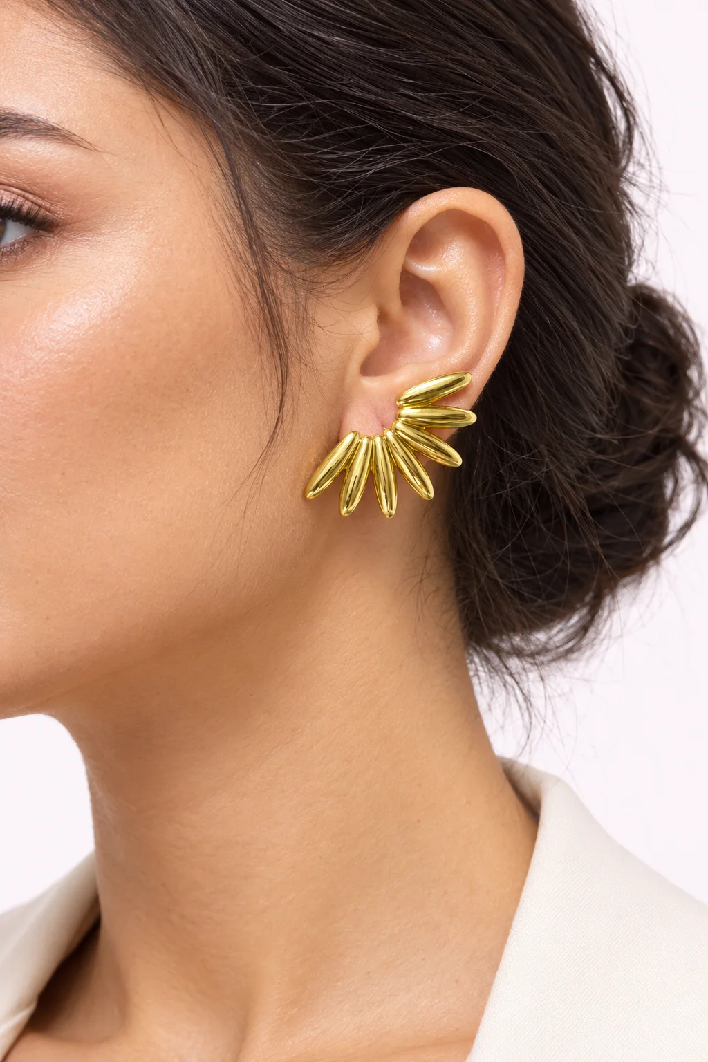 Boucles d’Oreilles Éventail Doré