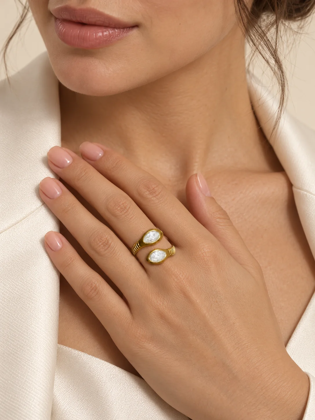 Bague Nacrée Duo Ajustable