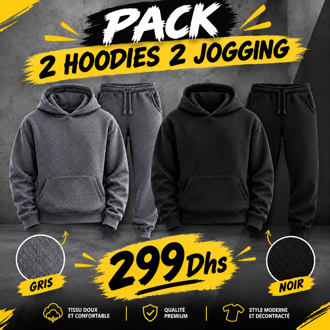 Pack 2 Hoodies + 2 Jogging