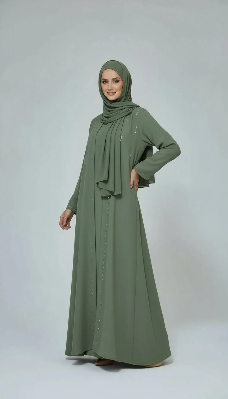 Abaya perlée signature – Élégance qui illumine