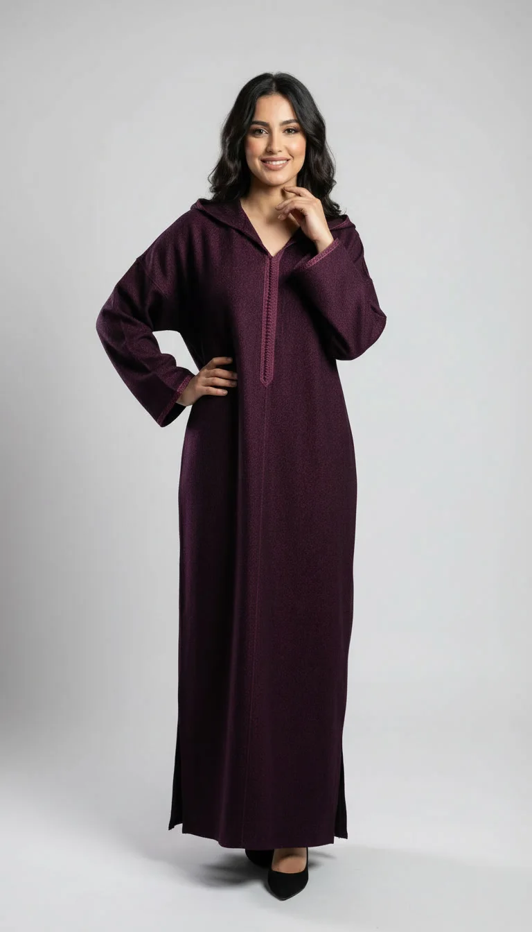 Djellaba Classique – Tissu Type Chanel & Coupe Makhzania Élégante