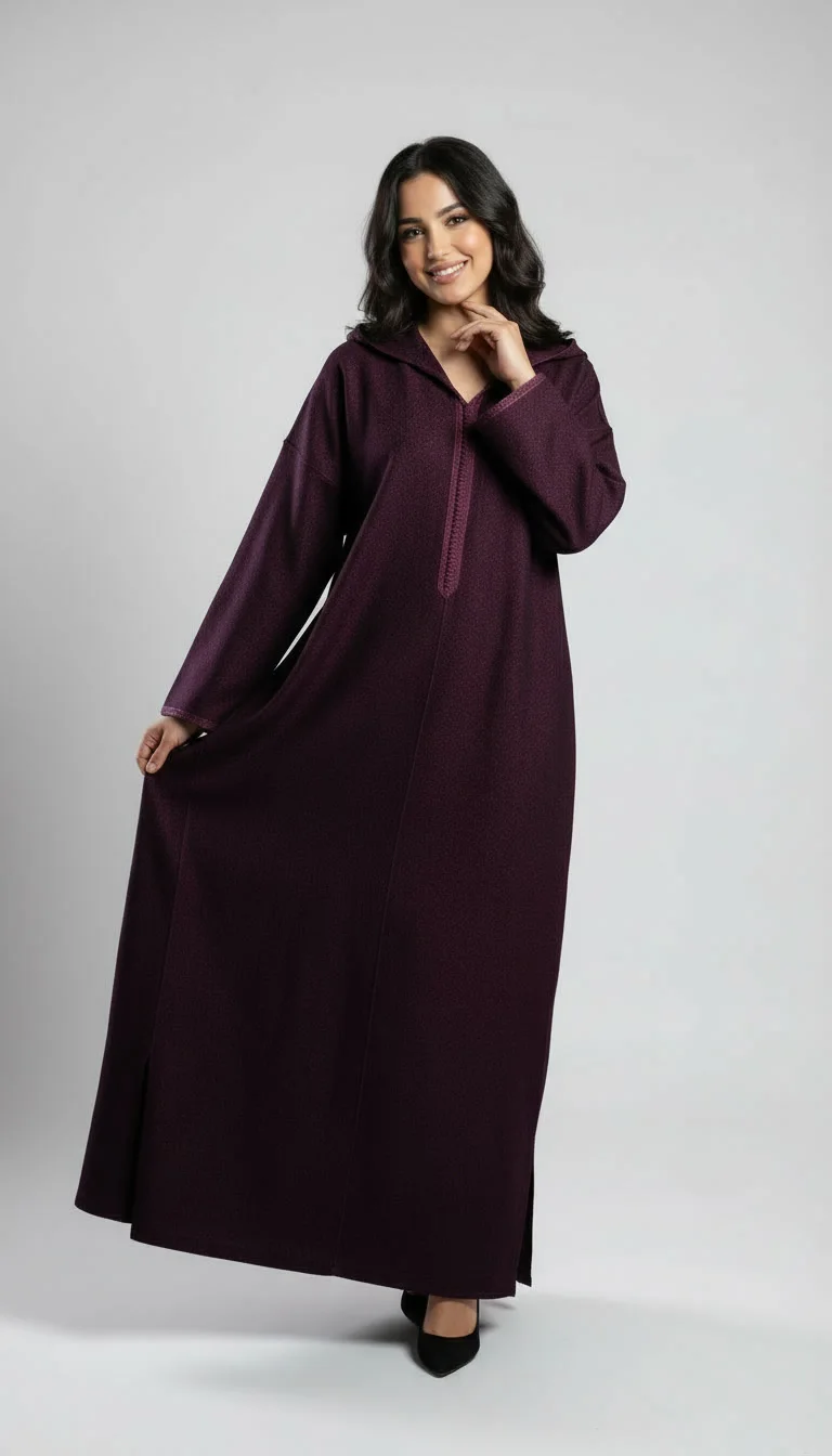 Djellaba Classique – Tissu Type Chanel & Coupe Makhzania Élégante