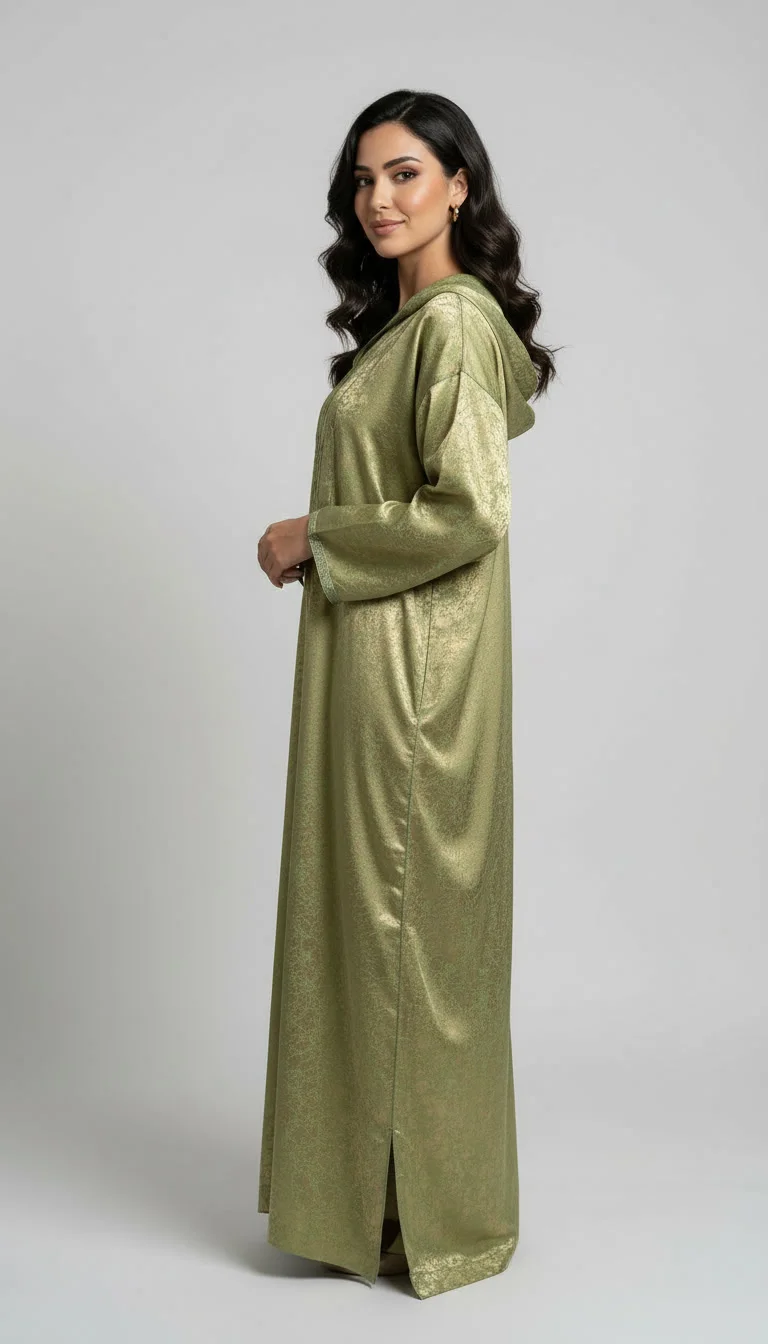 Djellaba Prestige – Tissu Kamkha Brocart & Motif Beldi