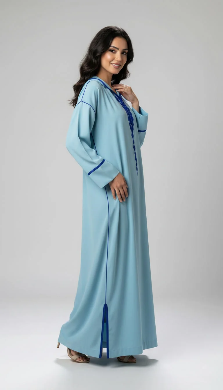 Djellaba Makhzania en Crêpe de Soie