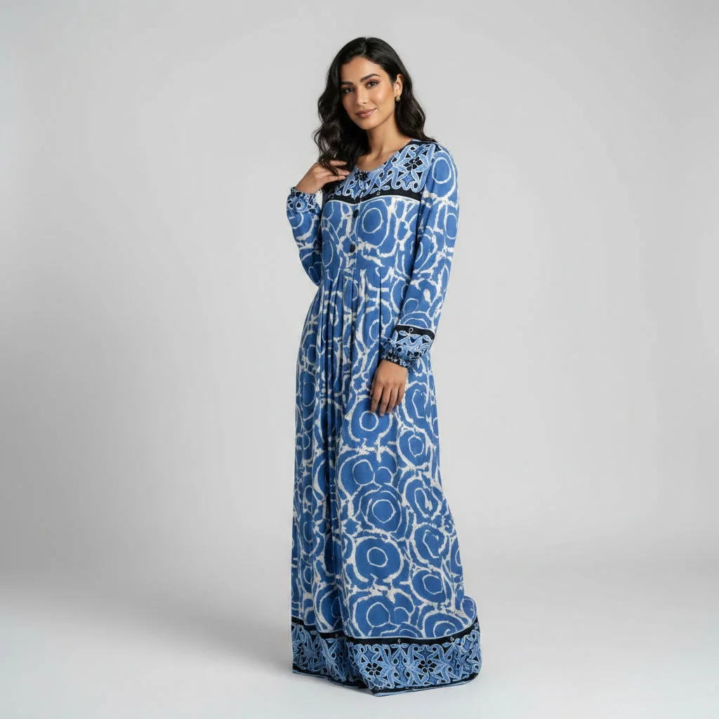 Robe Longue en Lin Imprimé - Bohème Chic & Légère