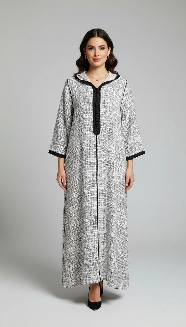 Djellaba Élégante Forme Simple – Tissu Chanel